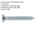 100 PACK 3.5 x 25mm Self Tapping Countersunk Screw - Pozi Head - Fixings Screw Loops