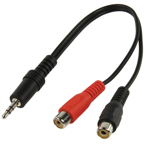 0.2m 3.5mm Stereo Jack Plug to 2 RCA PHONO Female Cable AUX Socket Adapter Loops