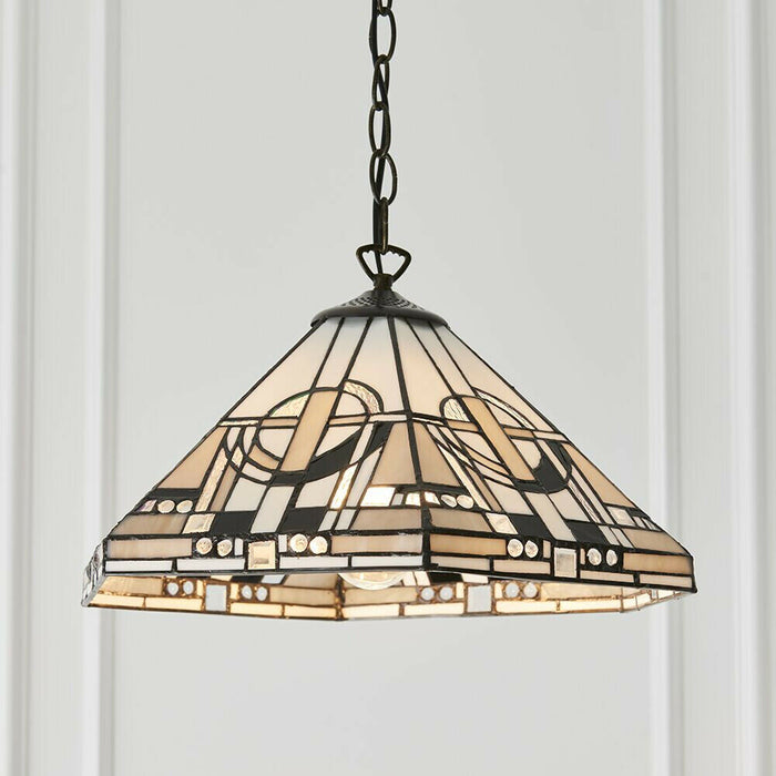 Tiffany Glass Hanging Ceiling Pendant Light Bronze Chain 1 Lamp Shade i00136 Loops