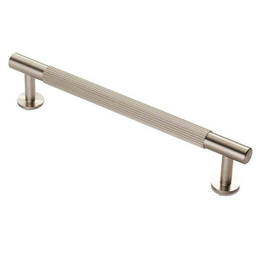 Lined Bar Door Pull Handle - 190mm x 13mm - 160mm Centres - Satin Nickel Loops