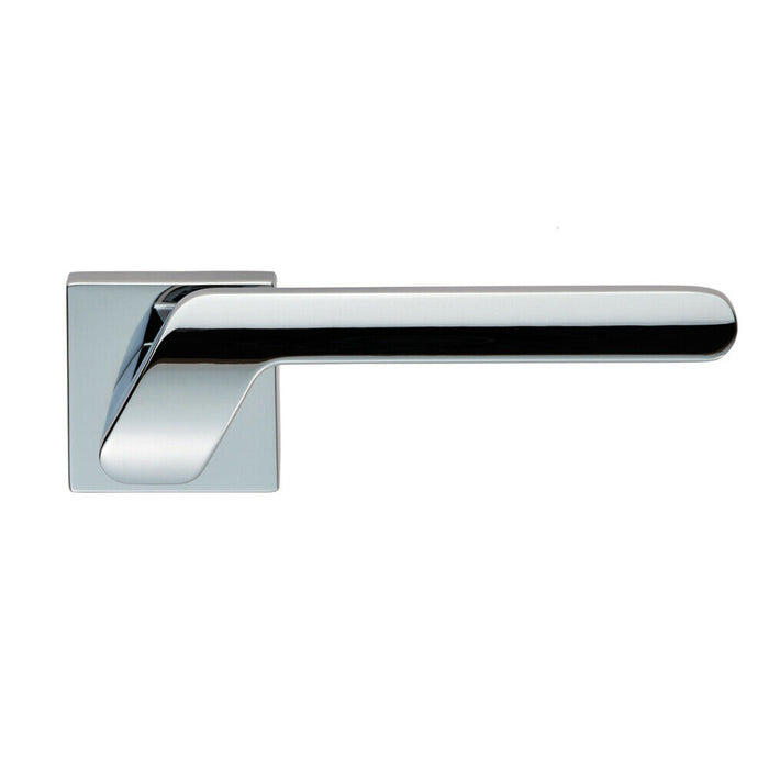 PAIR Modern Angled Handle on Square Rose Concealed Fix Polished Chrome Loops