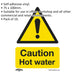 10x CAUTION HOT WATER Health & Safety Sign Self Adhesive 75 x 100mm Sticker Loops