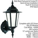 IP44 Outdoor Wall Light Traditional Lantern Black Rust Proof 7W Cool White LED Loops