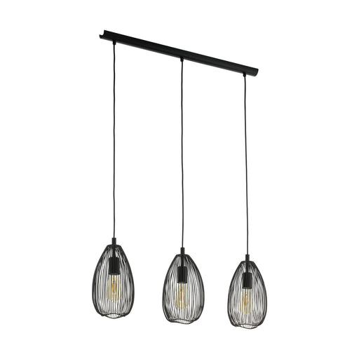 Hanging Ceiling Pendant Light Black Wire Shade 3x 60W E27 Kitchen Island Lamp Loops