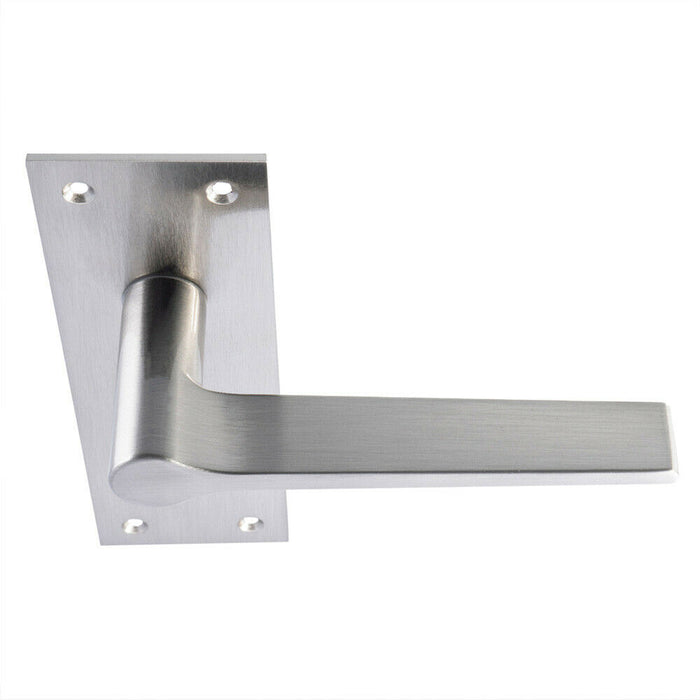 Door Handle & Bathroom Lock Pack Satin Nickel Low Profile Straight Backplate Loops