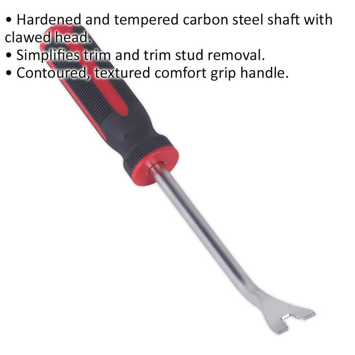 Clawed Head Trim Clip Removal Tool - Comfort Grip Handle - Trim & Stud Removal Loops