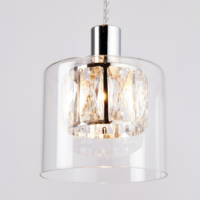 Multi Light Ceiling Pendant 12 Bulb Chrome & Crystal Chandelier Height Drop Lamp Loops