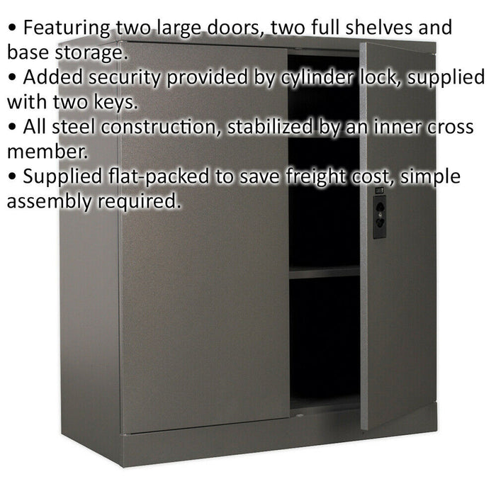 Floor Standing Steel Cabinet - 915 x 460 x 1060mm - Two Door - Two Shelves Loops