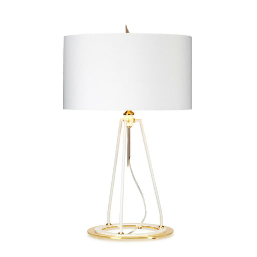 Table Lamp White with Metallic Gold Lining Shade White Polished Gold LED E27 60W Loops