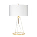 Table Lamp White with Metallic Gold Lining Shade White Polished Gold LED E27 60W Loops