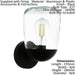 2 PACK IP44 Outdoor Wall Light Black Aluminium & Plastic 1x 60W E27 Lamp Loops