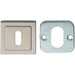 Square Lock Profile Escutcheon Concealed Fix 52 x 52mm Bright Satin Steel Loops