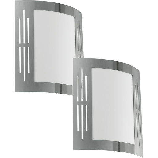 2 PACK IP44 Outdoor Wall Light Stainless Steel Square 1x 60W E27 Porch Lamp Loops