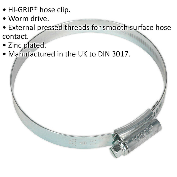 10 PACK Zinc Plated Hose Clip - 70 to 90mm Diameter - External Pressed Threads Loops