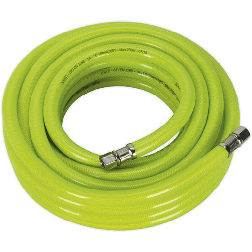 High-Visibility Air Hose with 1/4 Inch BSP Unions - 10 Metre Length - 10mm Bore Loops