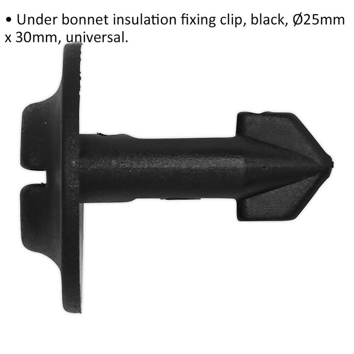 20 PACK Under Bonnet Insulation Fixing Clip - 25mm x 30mm - Universal Clip Loops