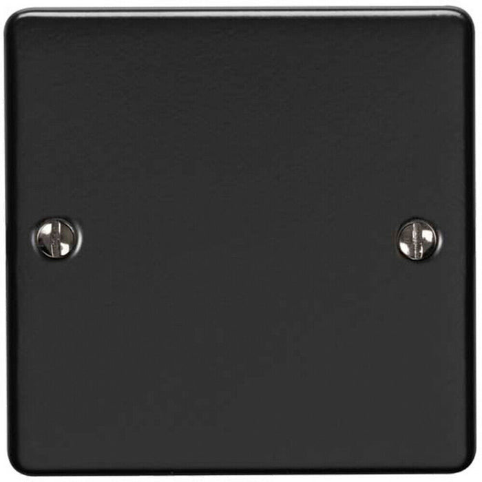 Single MATT BLACK Blanking Chassis Plate Round Edged Wall Box Hole Cover Cap Loops