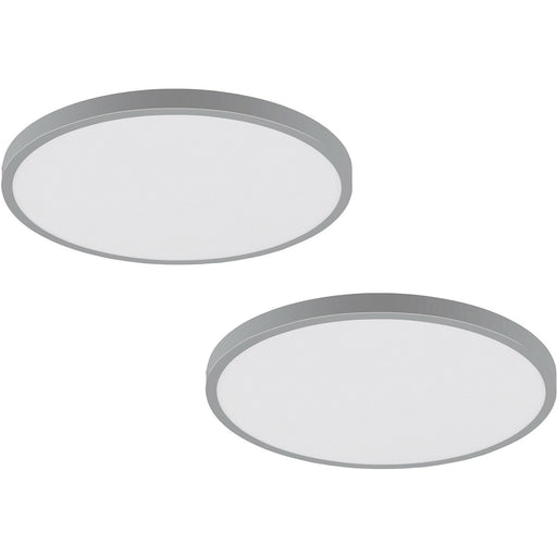 2 PACK Wall / Ceiling Light Silver 400mm Round Surface Mounted 25W LED 4000K Loops