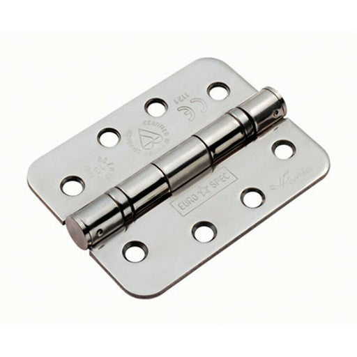 PAIR 102 x 76 x 3mm Ball Bearing Hinge Rounded Stainless Steel Interior Door Loops