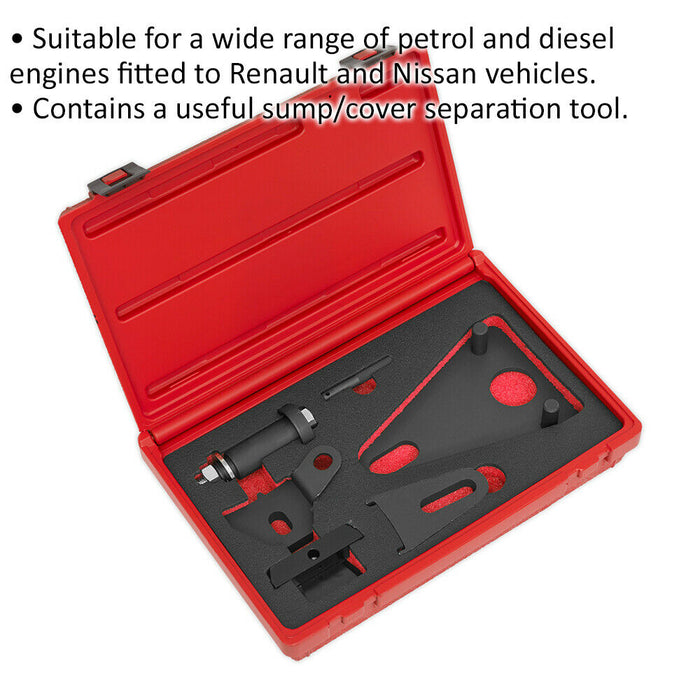 Petrol & Diesel Front Pulley & Flywheel Locking Tool Set - For Renault & Nissan Loops