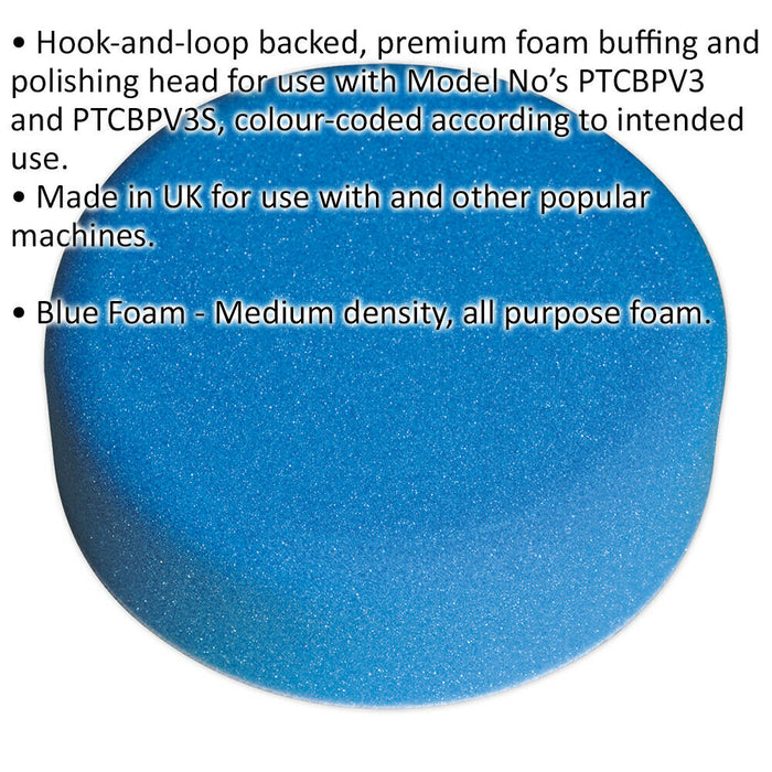 Buffing & Polishing Foam Head - 150 x 50mm - Hook-and-Loop - Medium Density Loops