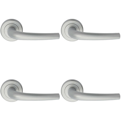 4x PAIR Curved Rounded Bar Handle Concealed Fix Round Rose Satin Chrome Loops