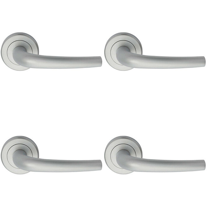 4x PAIR Curved Rounded Bar Handle Concealed Fix Round Rose Satin Chrome Loops