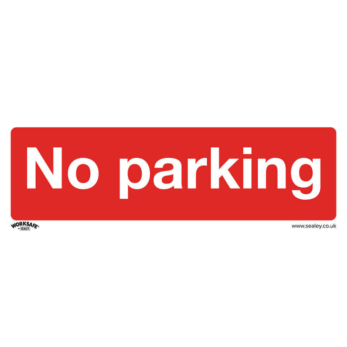 1x NO PARKING Health & Safety Sign - Rigid Plastic 300 x 100mm Warning Plate Loops