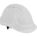 Vented Safety Helmet - Material Webbing Cradle - Accessories Available - White Loops