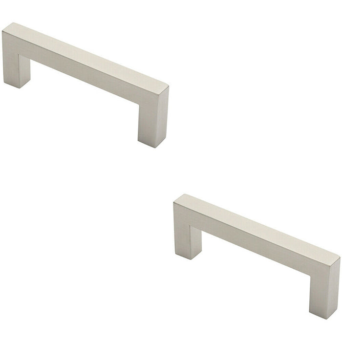 2x Square Mitred Door Pull Handle 169 x 19mm 150mm Fixing Centres Satin Steel Loops