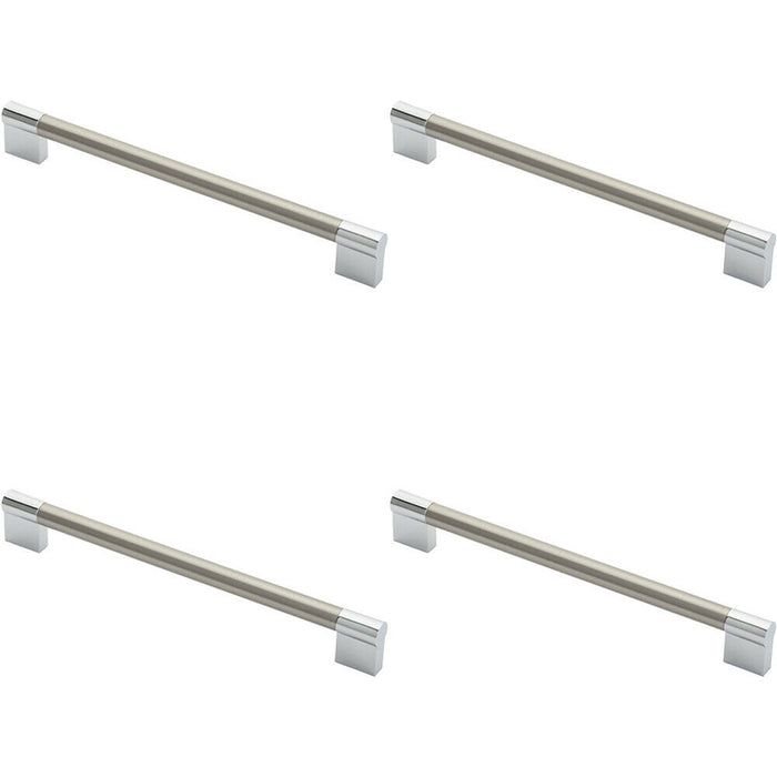 4x Keyhole Bar Pull Handle 236 x 14mm 224mm Fixing Centres Satin Nickel & Chrome Loops