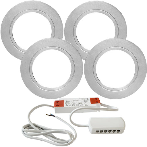 4x 2.6W LED Kitchen Cabinet Spot Light & Driver Flush Chrome Natural Cool White Loops