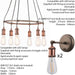 6 Lamp Ceiling Pendant & 2x Matching Wall Light Pack Tarnished Aged Copper Kit Loops