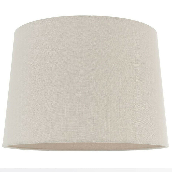 14" Tapered Round Drum Lamp Shade Natural/Neutral 100% Linen Modern Simple Cover Loops