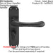 2x PAIR Smooth Rounded Lever on Shaped Bathroom Backplate 185 x 42mm Matt Black Loops