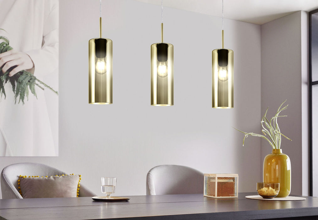 Pendant Light Colour Satin Nickel Shade Gold Color Glass Vaporized E27 3x15W Loops