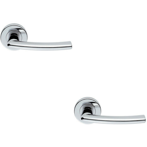 2x PAIR Oval Shaped Curved Bar Handle Concealed Fix Round Rose Polished Chrome Loops