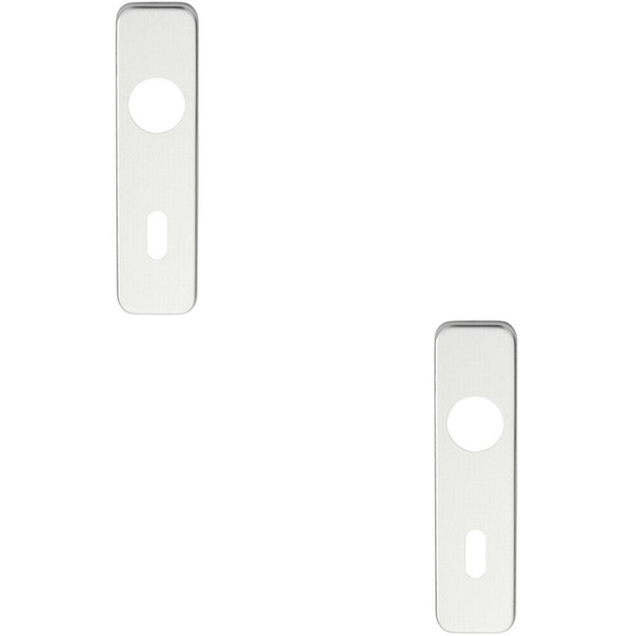 2x PAIR Door Handle Lock Backplate for Safety Levers 154 x 40mm Satin Aluminium Loops