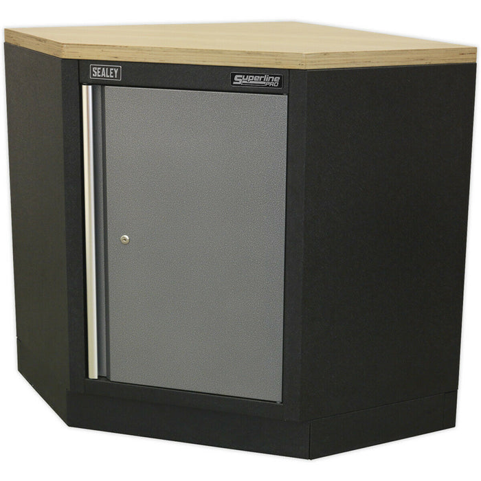 865mm Modular Corner Floor Cabinet - Adjustable Shelf - Lockable Door - 2 Keys Loops