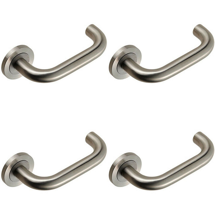 4x PAIR Round Bar Safety Handle Concealed Fix Round Rose Satin Stainless Steel Loops