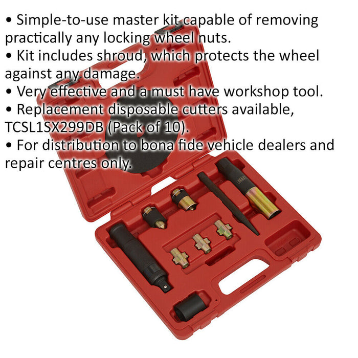 MASTER Locking Wheel Nut Removal Key Set - DEALERS & REPAIR CENTRES ONLY Loops