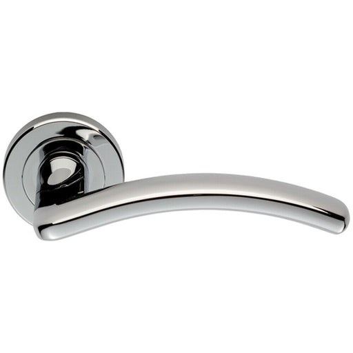 PAIR Oval Shape Arched Bar Lever on Round Rose Concealed Fix Polished Chrome Loops