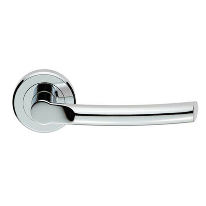 Door Handle & Latch Pack Chrome Modern Slim Arched Bar on Screwless Round Rose Loops