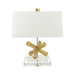 Square Table Lamp Crystal Base Cream Tapered Shade Distressed Gold LED E27 100W Loops