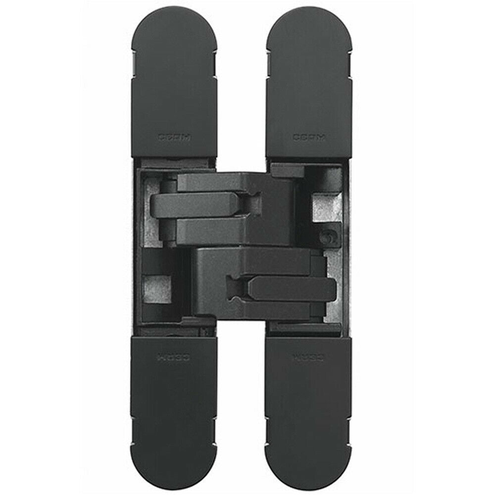 130 x 30mm Concealed Heavy Duty Hinge Fits Unrebated Doors Matt Black Loops