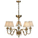 Diana Ceiling Pendant Chandelier Antique Brass & Beige Pleat Shade 5 Lamp Light Loops