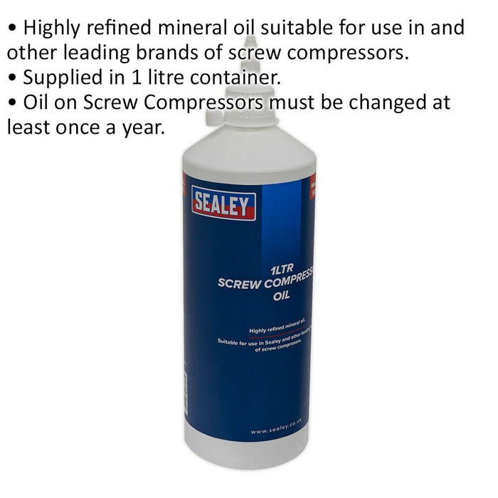 1L Screw Compressor Oil - Highly Refined Mineral Oil - Compressor Lubrication Loops