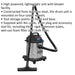 1200W Wet & Dry Vacuum Cleaner - 20L Stainless Steel Drum -  Accessory Tool Kit Loops