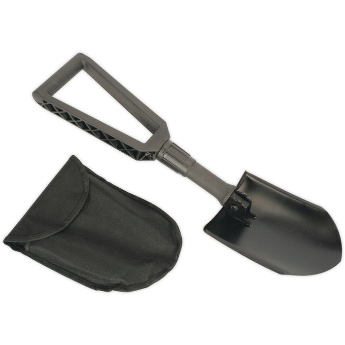 590mm Folding Shovel - Powder Coated Carbon Steel Head - Corrosion Resistant Loops