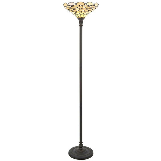 1.7m Tiffany Floor Lamp Dark Bronze & Stained Glass Shade Free Standing i00026 Loops